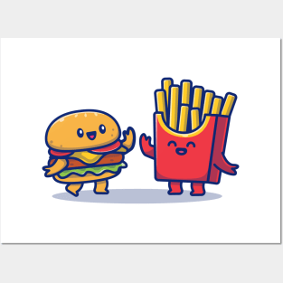 Cute Burger And French Fries Posters and Art